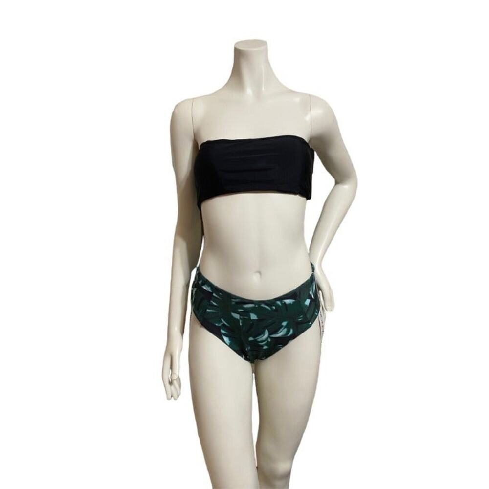 NWT 12 Crazy 2 Piece Bandeau Turquoise/Green/Black Swimsuit Size Small